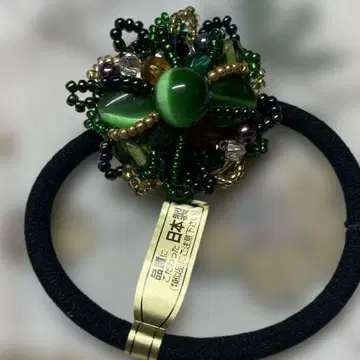 그린 체코 유리 머리끈 비즈 캣츠아이