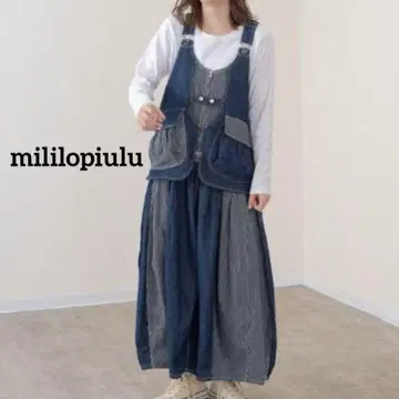 mililopiulu 밀리 로피울 점퍼 스커트 데님 레이어드