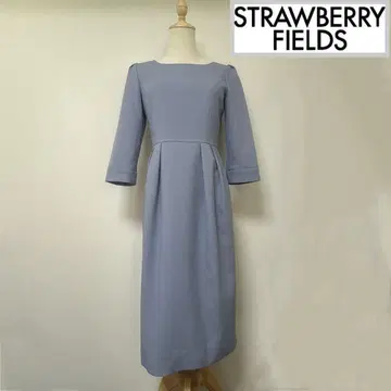 스트로베리 필드 7부 소매 원피스 블루