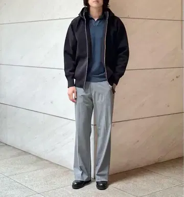 새상품급 에스트네이션 ECO 폴리 밀라노 리브 후디 블루종 후드티