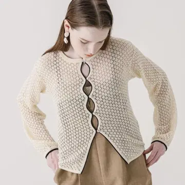 FRONT WAVE CROCHET LIKE KNIT CARDIGAN