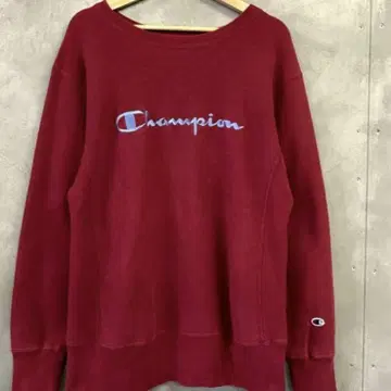 Champion 로고 자수 크루넥 맨투맨 레드
