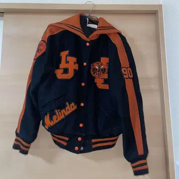 BUTWIN 바시티 자켓 블랙/오렌지 빈티지 세일러 카라 90's