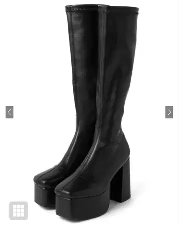 스퀘어토 가죽 청키힐 롱 부츠 24cm