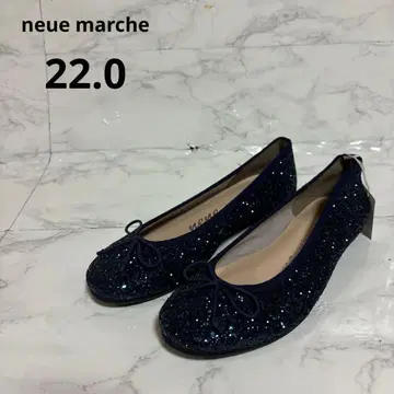 노이에 마르쉐 22.0 네이비 글리터 플랫 펌프스 미사용 새상품