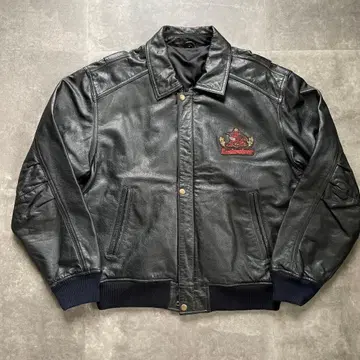 90s 가죽 자켓 블랙 Black 버드와이저 기업 a-2 타입