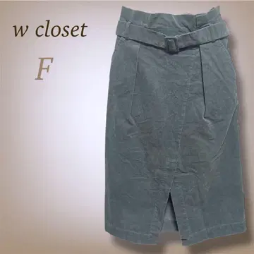 더블 클로젯 코듀로이 타이트 스커트 벨트 포함 슬릿 면 F