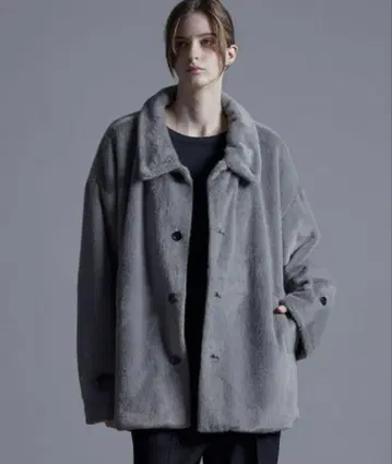 Loose 퍼 샤기 2way 오버 하프 코트