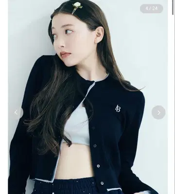 LILY BROWN 캐시미어 블렌드 레이어드 가디건 네이비