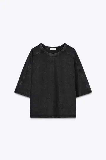 ZARA 헤비 코튼 워시 가공 미니 스커트 T셔츠 셋업