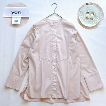 yori 요리 노칼라 드레스 셔츠 블라우스 핑크 36