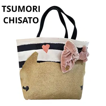 레어 [ TSUMORI CHISATO ] cat's 토트백 보더 리본
