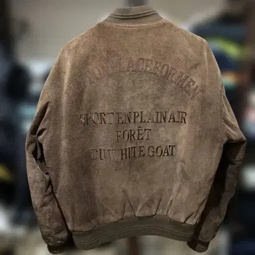 90s 페이턴 플레이스 피그 스웨이드 봄버 자켓 충전솜 퀼트 자수