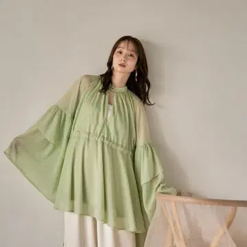 2way 프릴 슬리브 튜닉 블라우스