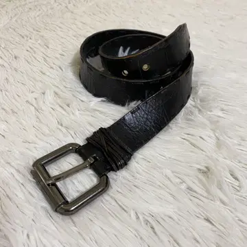 이탈리아제 어라운드 더 슈즈 가죽 벨트 엠보 블랙