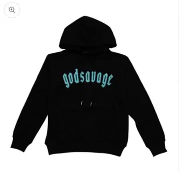 godsavoge 블랙 후드 부착 후드티