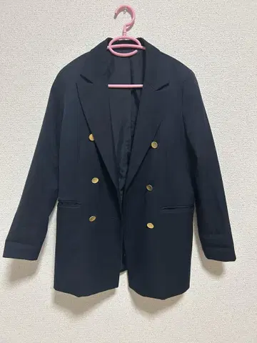 블랙 더블 브레스트 자켓 네이비 금장 버튼 S