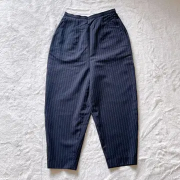 엔폴드 더블 크로스 코쿤 팬츠 스트라이프 네이비 울 모헤어