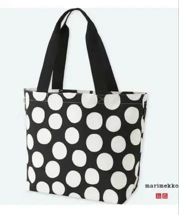 새상품 marimekko x UNIQLO 콜라보 토트백 도트 무늬 블랙