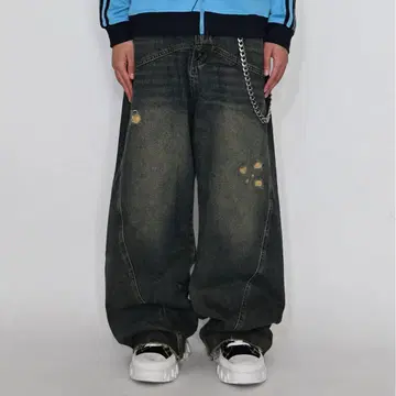지하인 캐주얼 데미지 데님 M 새상품급