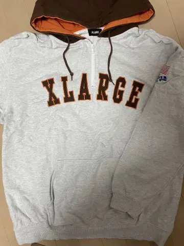 XLARGE 그레이 브라운 후드티 XL 하프 지퍼 맨투맨 새상품급