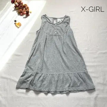 새상품급 엑스걸 X-girl 슬리브리스 원피스 그레이 사이즈 2