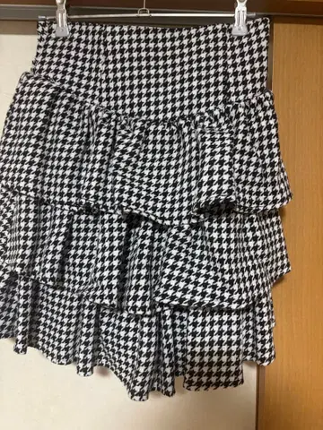 Lovilyn -5kg 3단 프릴 미니 스커트 하운드투스 체크 패턴
