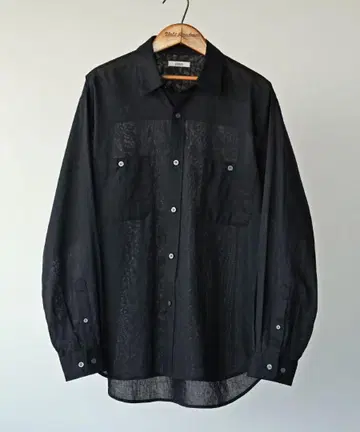shiun LINEN SHEER L/S 셔츠 블랙 S 사이즈