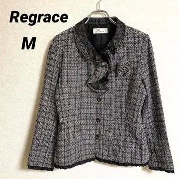 Regrace 트위드풍 자켓 프릴 카라 부착 블랙 계열 M 포멀