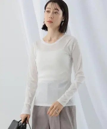 [ BEAMS ] 미사용 새상품 골지 리브 크루넥 상의 택 포함