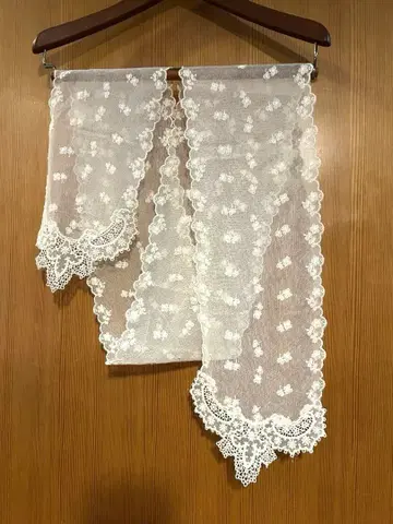 랄프 로렌 코튼 레이스 스카프 앤티크 아이보리 빈티지