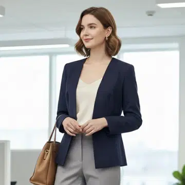 여성 수트 LES MUSE 9호 노카라 자켓 네이비