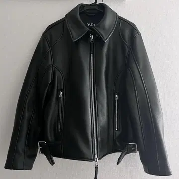 택 포함 새상품 ZARA 블랙 가죽 자켓 L 사이즈 인기 라이더