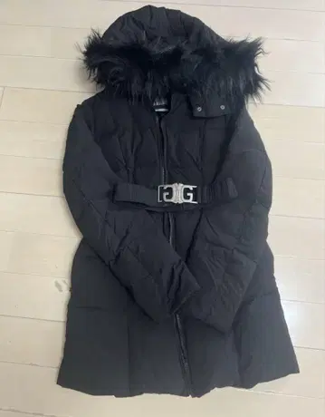 GYDA 블랙 롱 다운 코트 벨트 포함