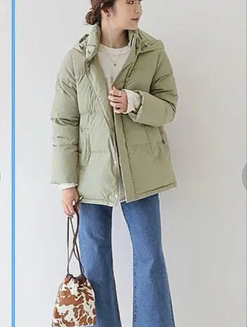 SLOBE IENA 슬로브 이에나 2WAY 숏 후드 다운 그린