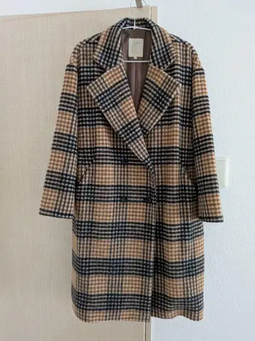 BEAMS 체크 무늬 롱 코트 여성용