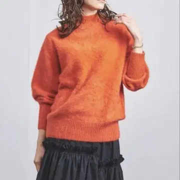 유나이티드 애로우즈 새상품급 폭스 캐시미어 하이넥 니트 오렌지
