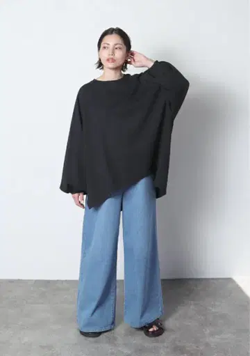 meri 미일리 릴랙스 와이드 데님 팬츠