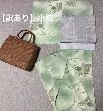 [ 하자품 ] 코몬 기모노 국화 순수 실크