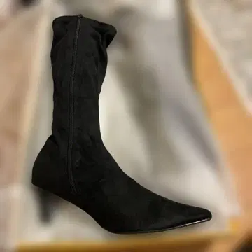 블랙 스트레치 롱 부츠 하이힐