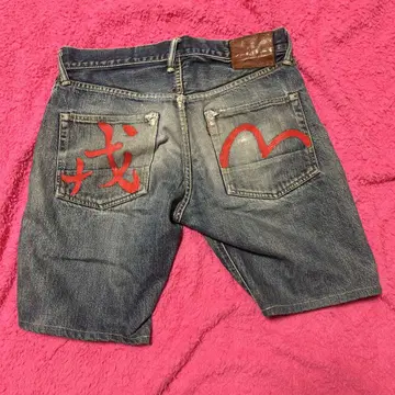 EVISU 갈매기 페인트 하프 팬츠 에비수 데님 31x35