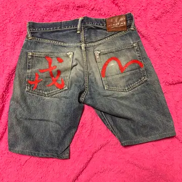 EVISU 갈매기 페인트 하프 팬츠 에비수 데님 31x35