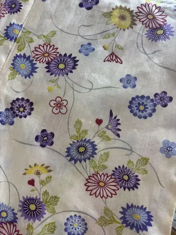 미사용 새상품 겐지모노가타리 완성 면린넨 유카타 빙가타풍 본염 주센 맞춤