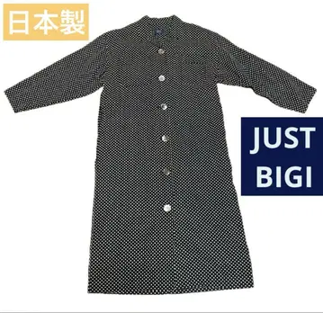 JUST BIGI 일본제 도트 무늬 얇은 소재 롱 코트 긴팔 셔츠 원피스