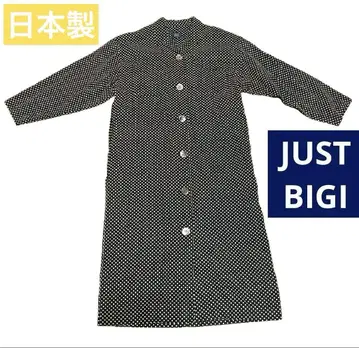 JUST BIGI 일본제 도트 무늬 얇은 소재 롱 코트 긴팔 셔츠 원피스