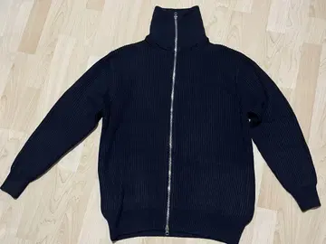 미사용 새상품 ZARA 자라 드라이버즈 니트 W 지퍼 리브 네이비