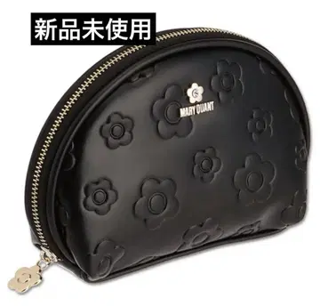 MARYQUANT 마리퀀트 랜덤 데이지 엠보싱 라운드 파우치 블랙 완판템