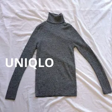 유니클로 터틀넥 니트 [M] 총 리브 긴팔 밀라노립 심플