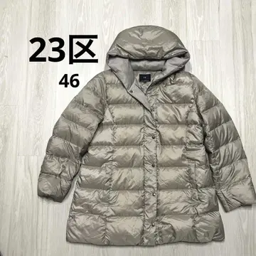 새상품급 23구 워셔블 실레 타프타 후데트 다운 코트 베이지 46
