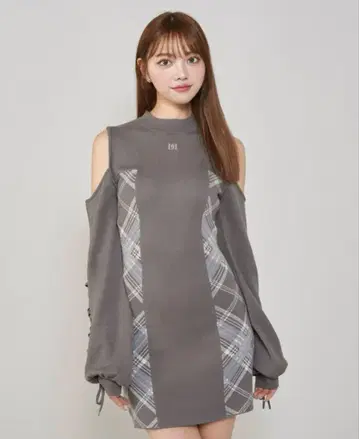 darich 사이드 체크 니트 미니 원피스